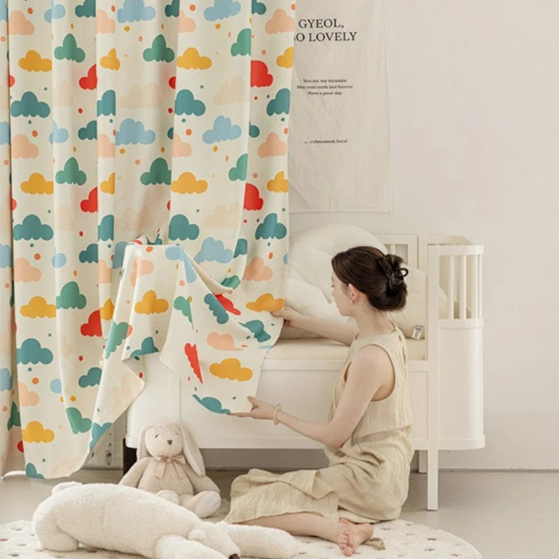Whimsical Cloud Dreams Custom Nursery Room Curtains - Soft Blackout Window Drapes for Baby's Room Decor & Nursery Theme Ideas