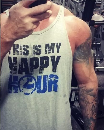 Funny Happy Hour Tank Top for Women - Sleeveless Workout & Fitness Tee - Perfect for Gym, Running, Drinking Parties & Casual Wear