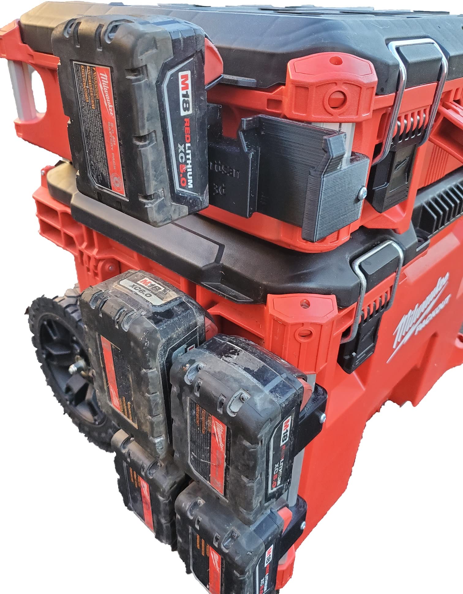 Milwaukee Packout Toolbox Side Battery Holder - Secure & Convenient Power Tool Accessory for On-Site Work & DIY Projects