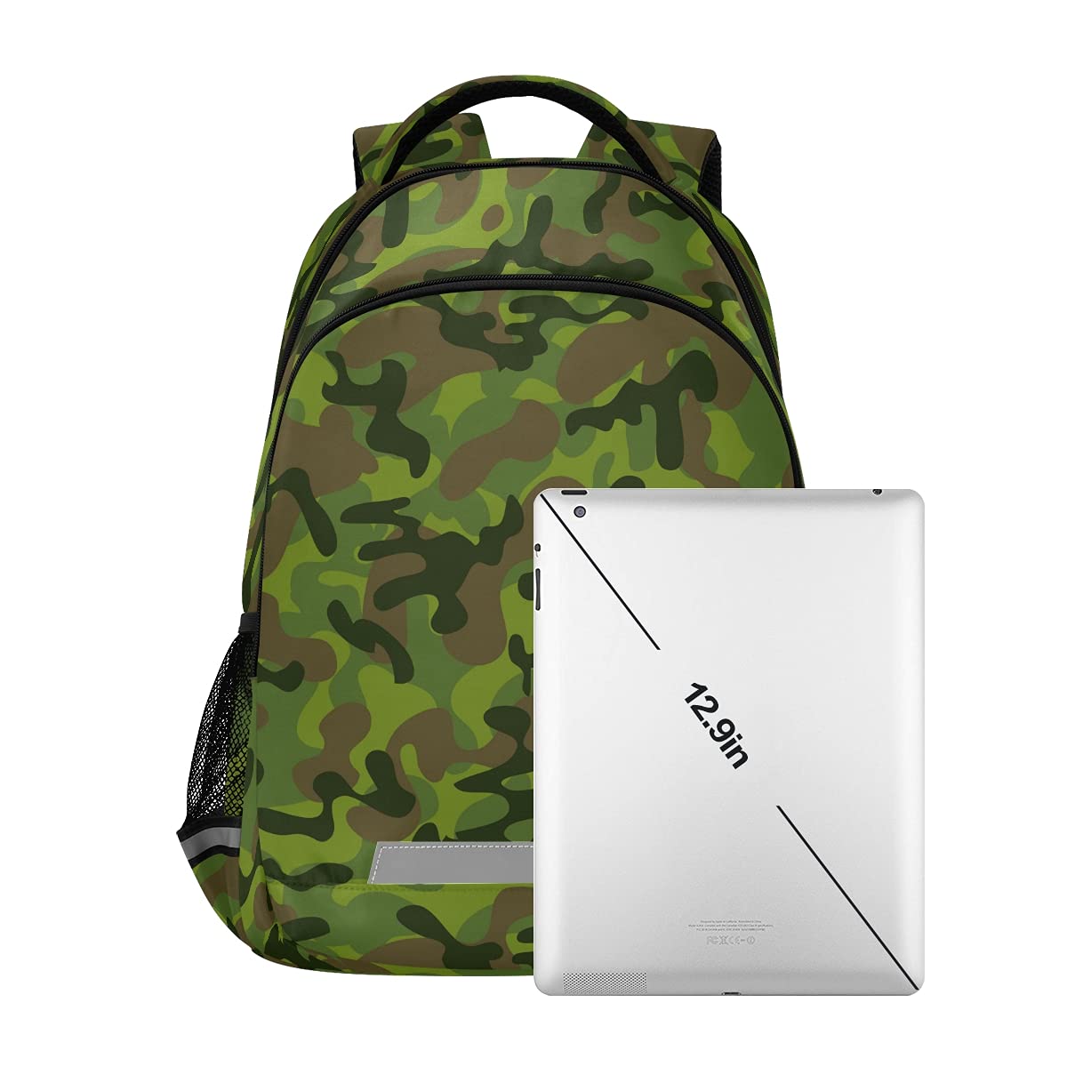 **MNSRUU Camouflage Green Laptop Backpack with Chest Strap - Durable School, Travel & Hiking Backpack for Boys & Girls - Perfect for College, Work & Outdoor Adventures**