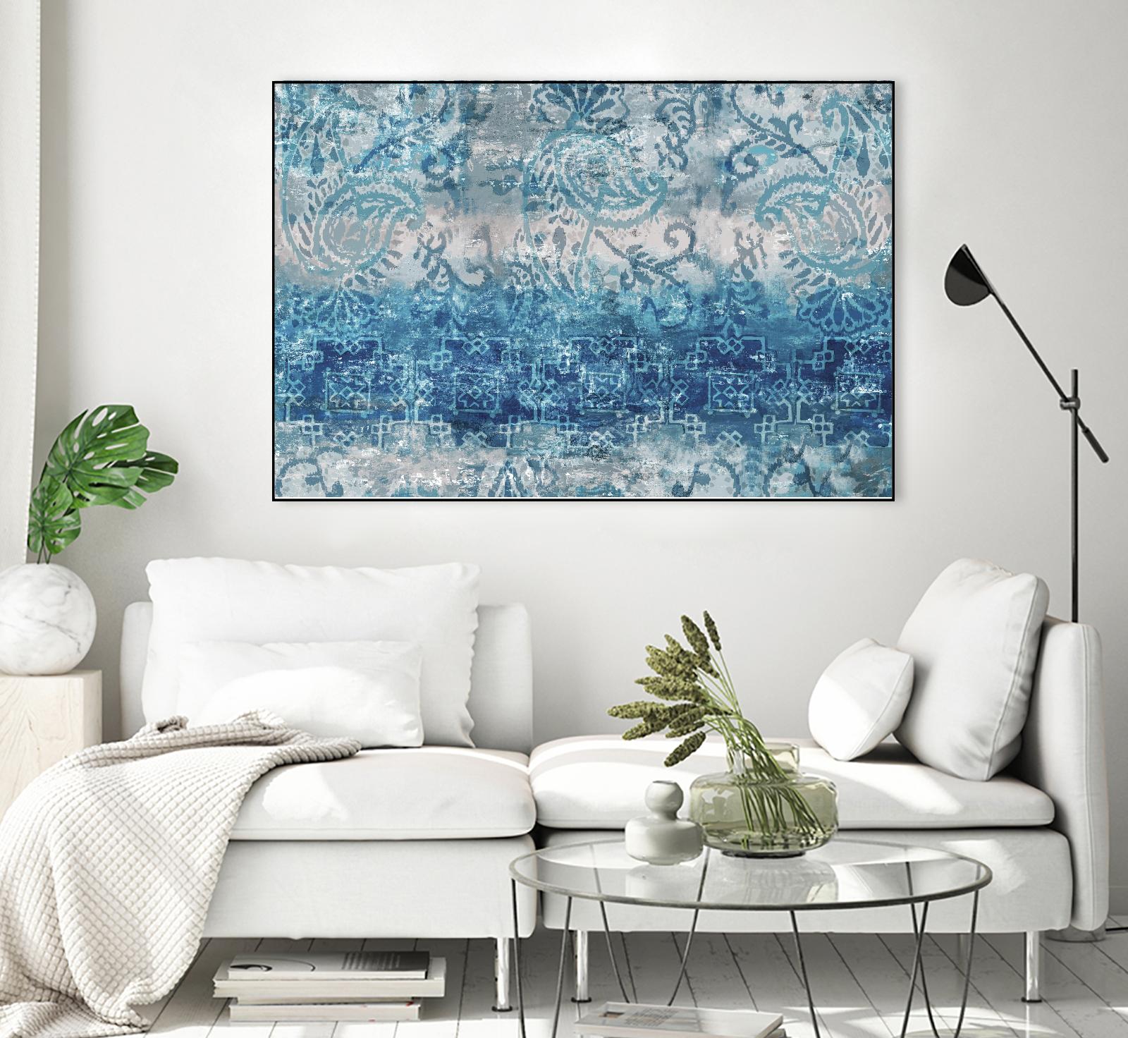 Blue Abstract Elegance II Canvas Wall Art - Modern Home Decor for Living Room, Bedroom & Office | Handmade Painting for Stylish Interior Design