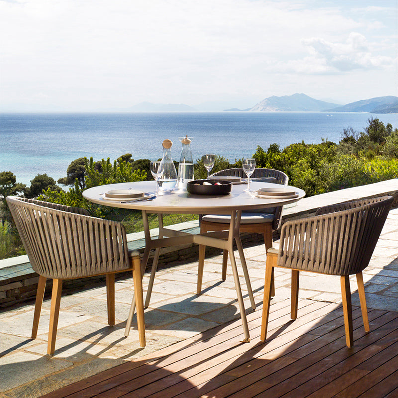 Rattan Chair and Table Set - Natural Wood Patio Furniture for Outdoor Dining, Garden, and Backyard Relaxation