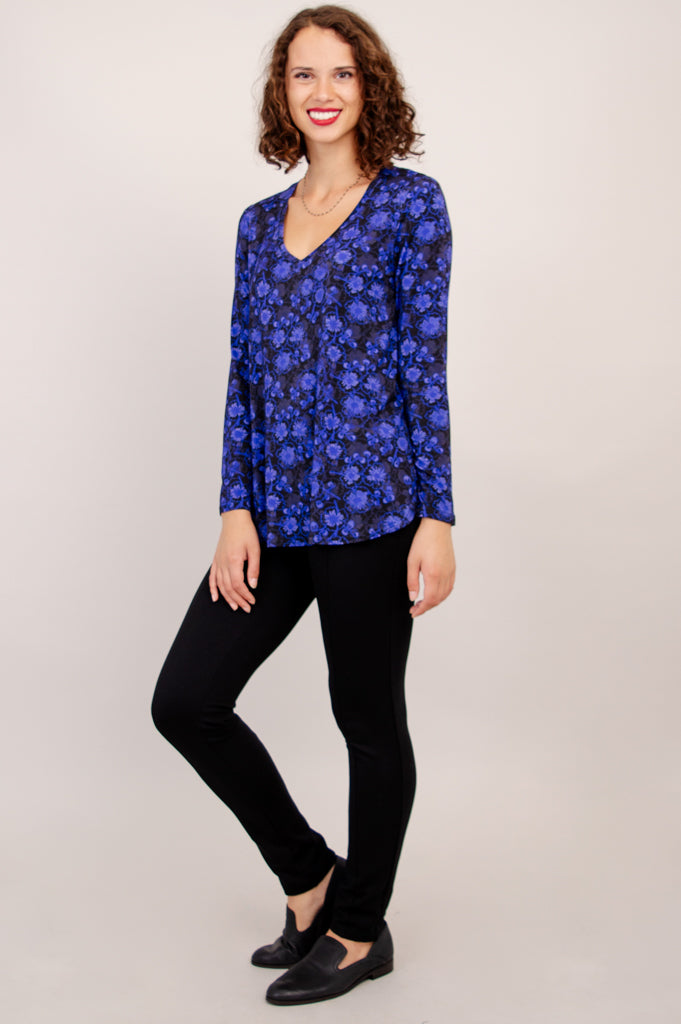 Jackie Long Sleeve Top with Snow Flower and Bamboo Print - Women's Fashion Blouse for Casual Wear & Office Outfits - Final Sale
