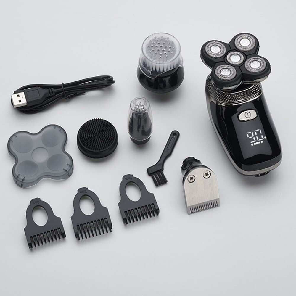 Electric Head Shaver for Bald Men - 5-in-1 USB Trimmer for Beard, Nose & Facial Care | Home & Travel Use