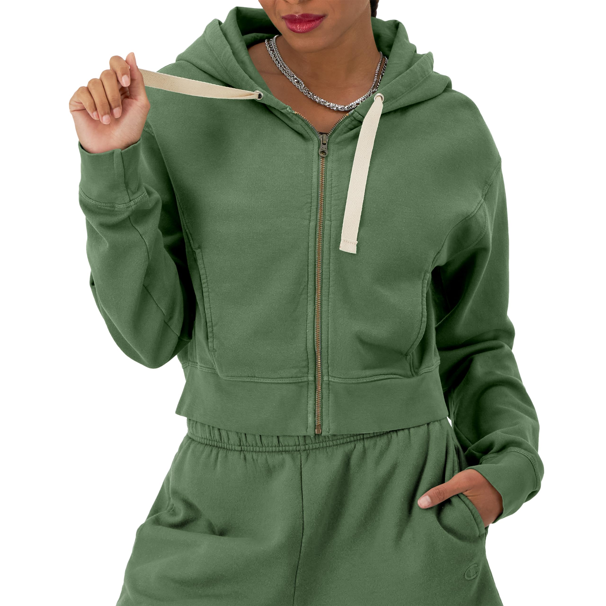 Vintage Champion Women's Zip-Up Hoodie Sweatshirt - Cozy Fleece Pullover for Casual Wear, Gym & Outdoor Activities