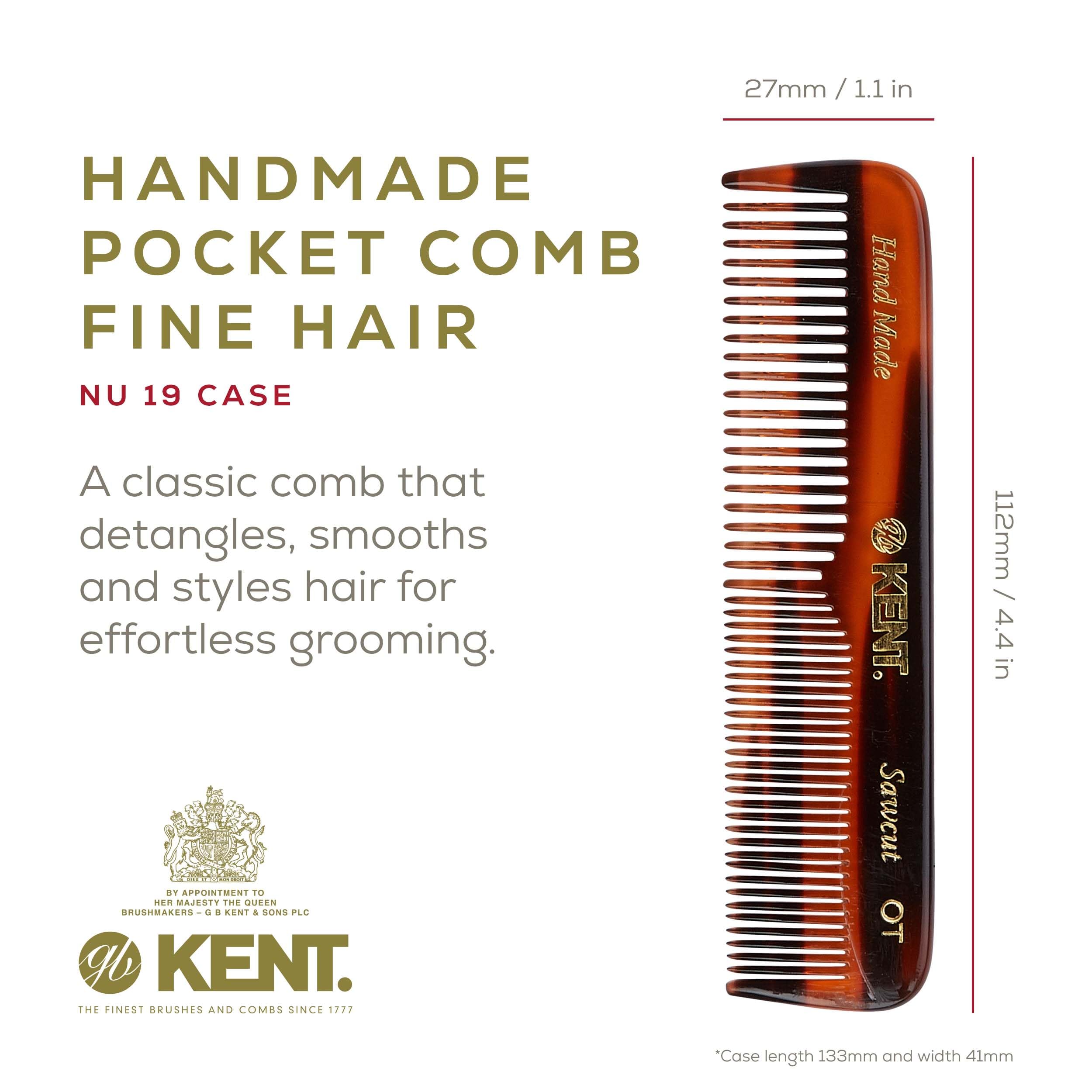 Kent NU19 Premium Hair & Beard Care Gift Set - Handmade in England | Includes OT Fine Tooth & Wide Tooth Combs for Men, Women & Kids | Travel-Friendly Leather Pouch & Stainless Steel Nail File | Perfect for Grooming, Travel & Daily Use