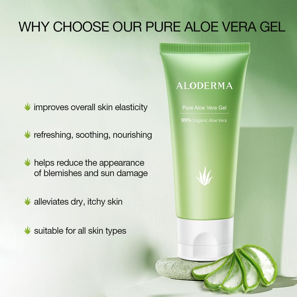 Aloderma Signature Aloe Brightening Skincare Set - 6 Piece Kit with Gel, Cleanser, Toner, Serum (x2), Cream for Hydration & Glow | Perfect for Dry & Sensitive Skin, Morning & Night Routine