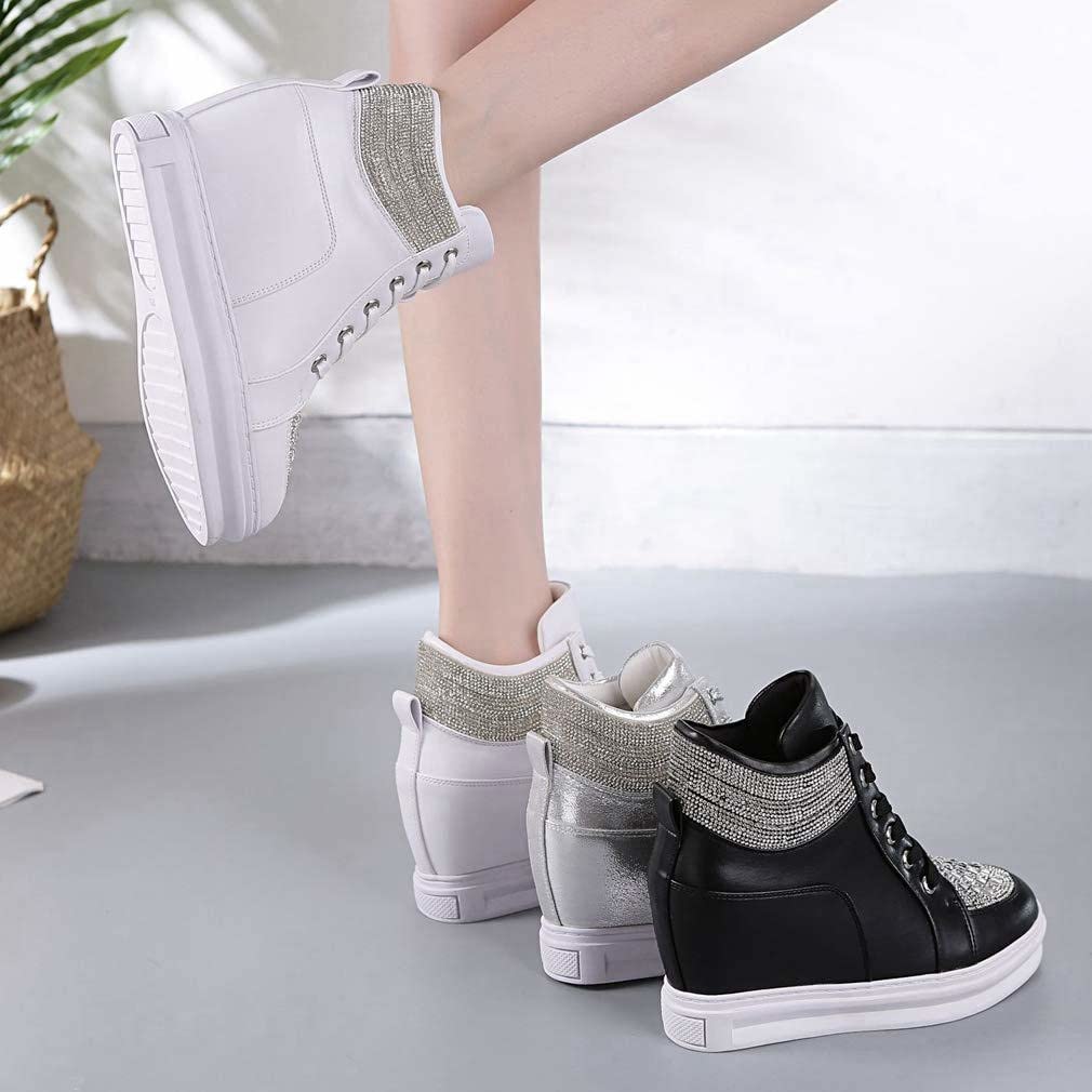 ZBYY Women's Fashion Platform Sneakers - Lace Up Hidden Wedge Heel High Top Walking Shoes | Comfortable Ankle Booties for Casual Outfits, Street Style & Daily Wear