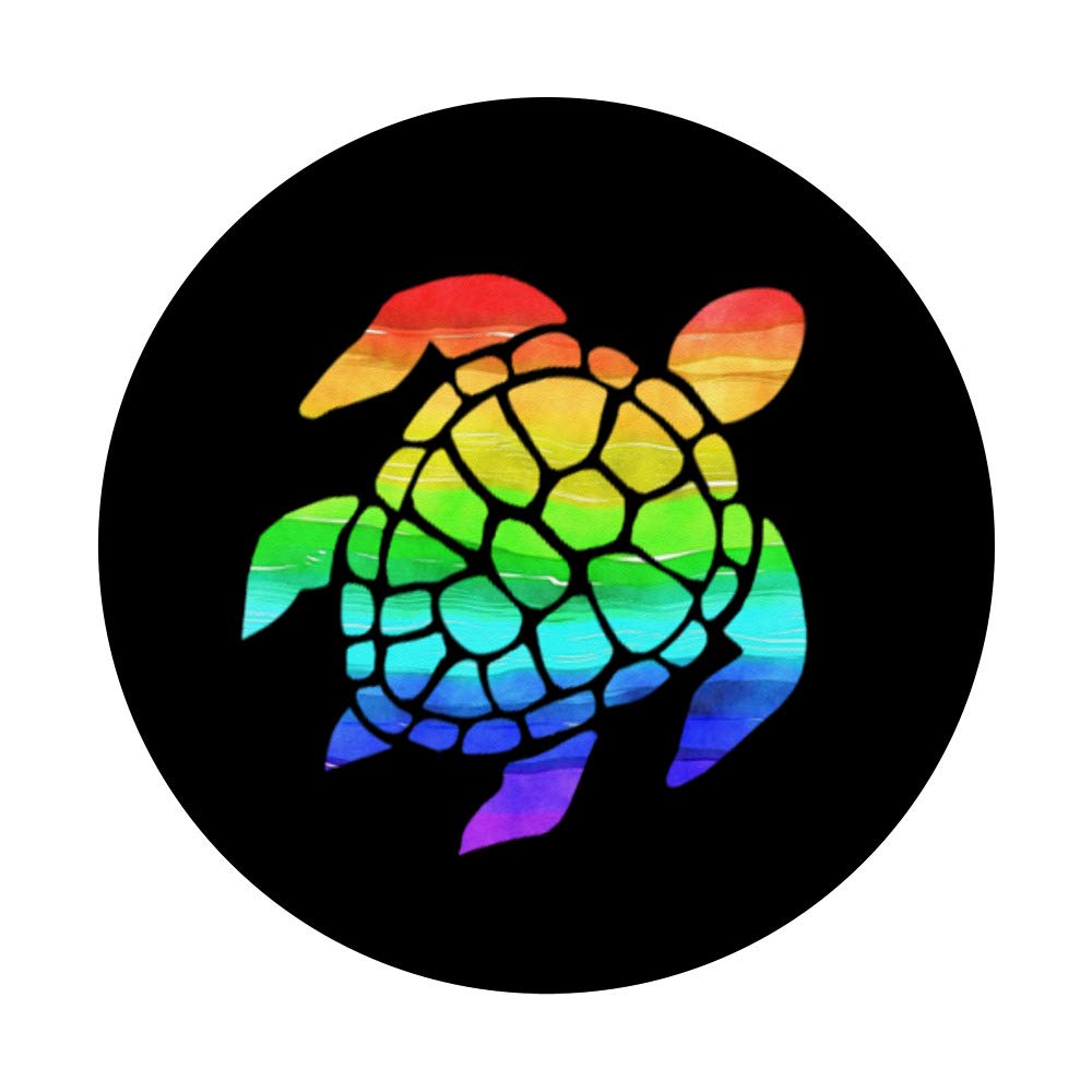 Rainbow Sea Turtle PopGrip: Swappable Phone & Tablet Grip with Colorful Design for Stylish Protection, Perfect for Daily Use, Travel, and Outdoor Adventures