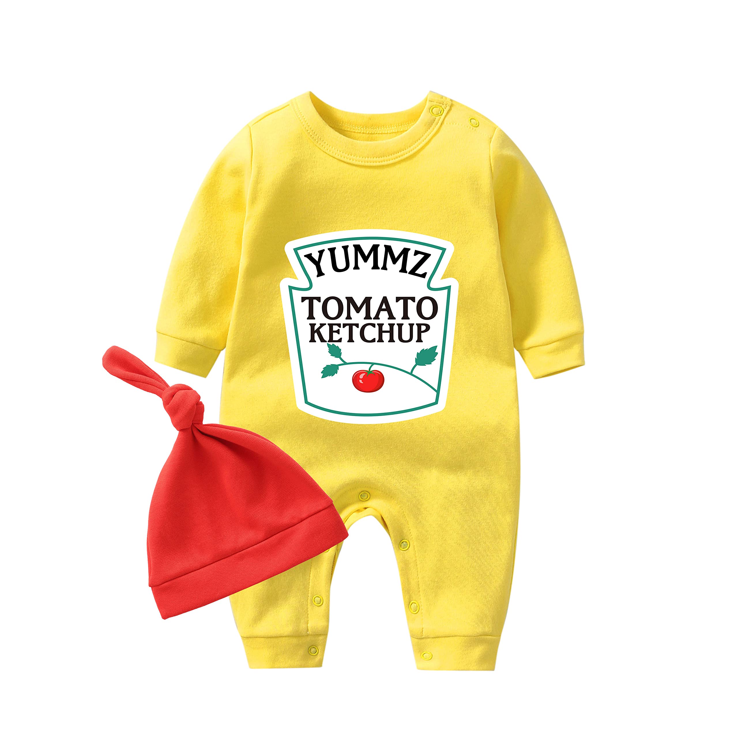 YSCULBUTOL Funny Baby Twins Bodysuit - Ketchup & Mustard Themed Outfits for Baby Girls | Short Sleeve Matching Set | Perfect for Twin Photoshoots, Birthday Parties & Family Events