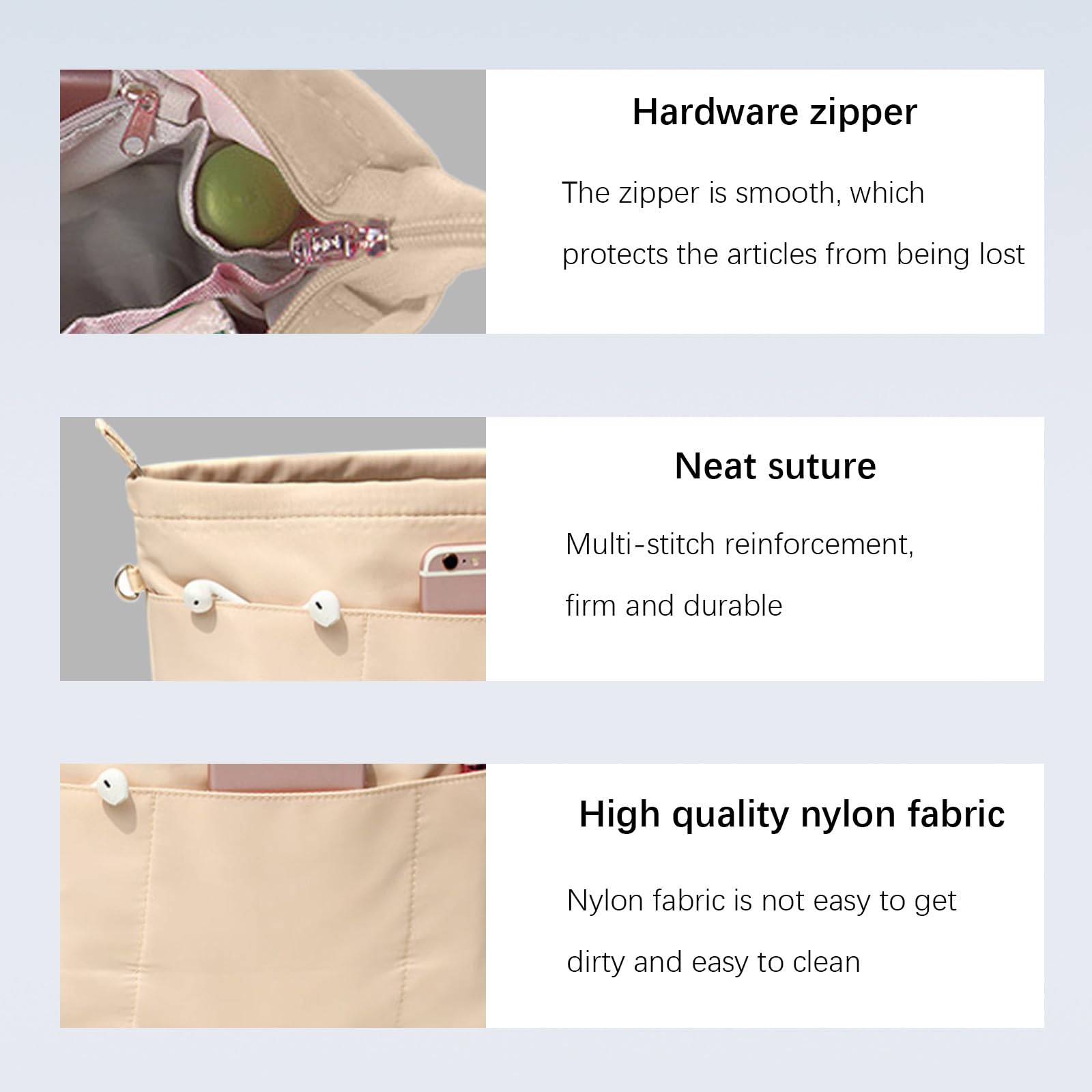 Lckaey Purse Organizer Insert for Neverfull GM MM Graceful PM - Khaki XL | Handbag Organizer for Travel, Work & Daily Use