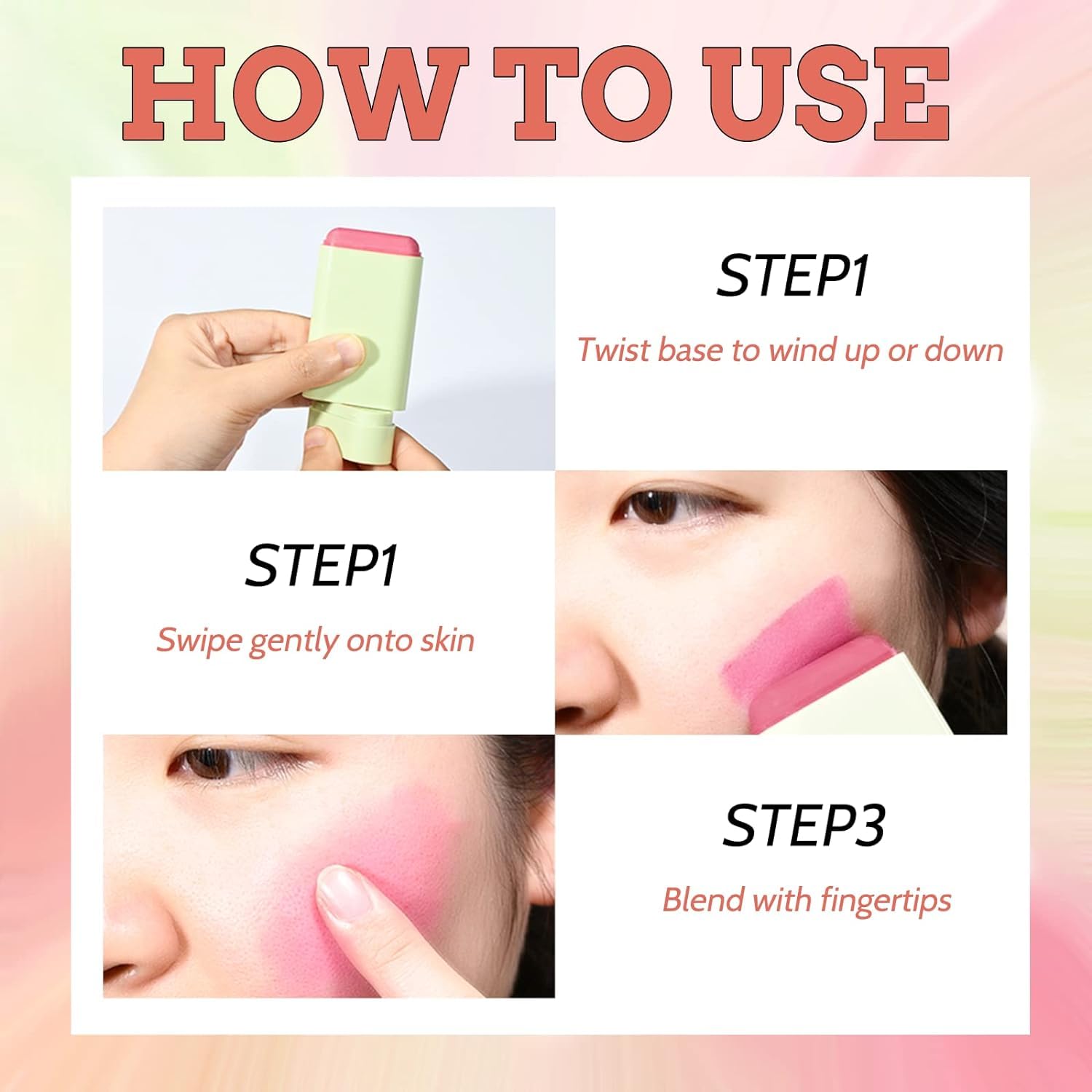 3-in-1 Blush Stick for Cheeks, Lips & Eyes | Natural Matte Cream Blush with Moisturizing Formula | Easy to Blend Cheek Tint for All Skin Tones (Shy Pink) | Perfect for Everyday Makeup & On-the-Go Touch Ups