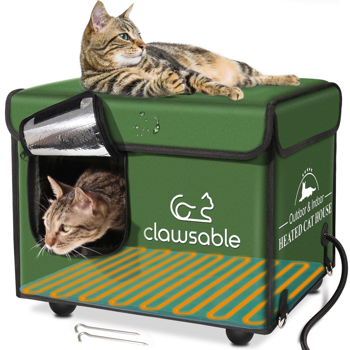 Heated Cat House for Outdoor Cats - Insulated & Waterproof Winter Shelter for Stray, Feral & Barn Cats | All-Weather Protection for Cold Climates | Perfect for Backyards, Garages & Farms