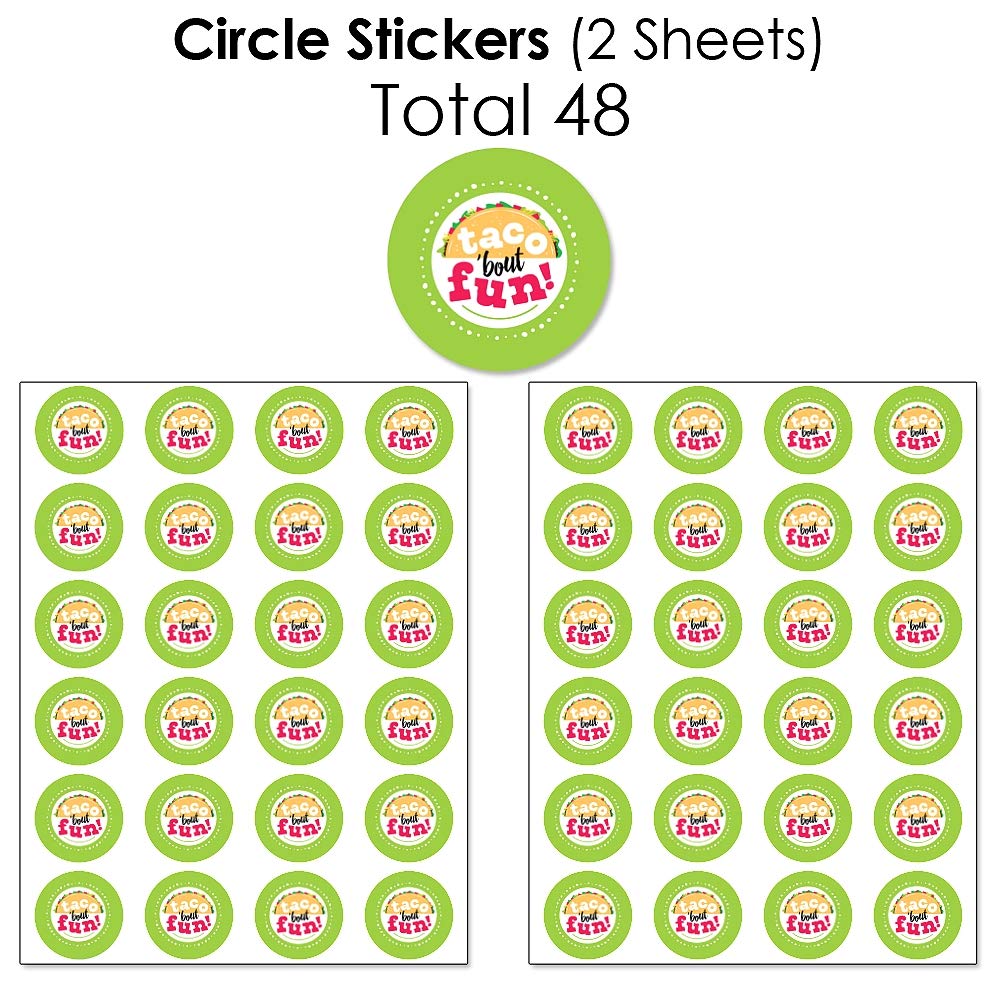 Big Dot of Happiness Taco ‘Bout Fun - 304pcs Mexican Fiesta Candy Favor Sticker Kit with Mini Candy Bar Wrappers & Round Stickers for Party Decorations, Cinco de Mayo Celebrations, and DIY Craft Projects