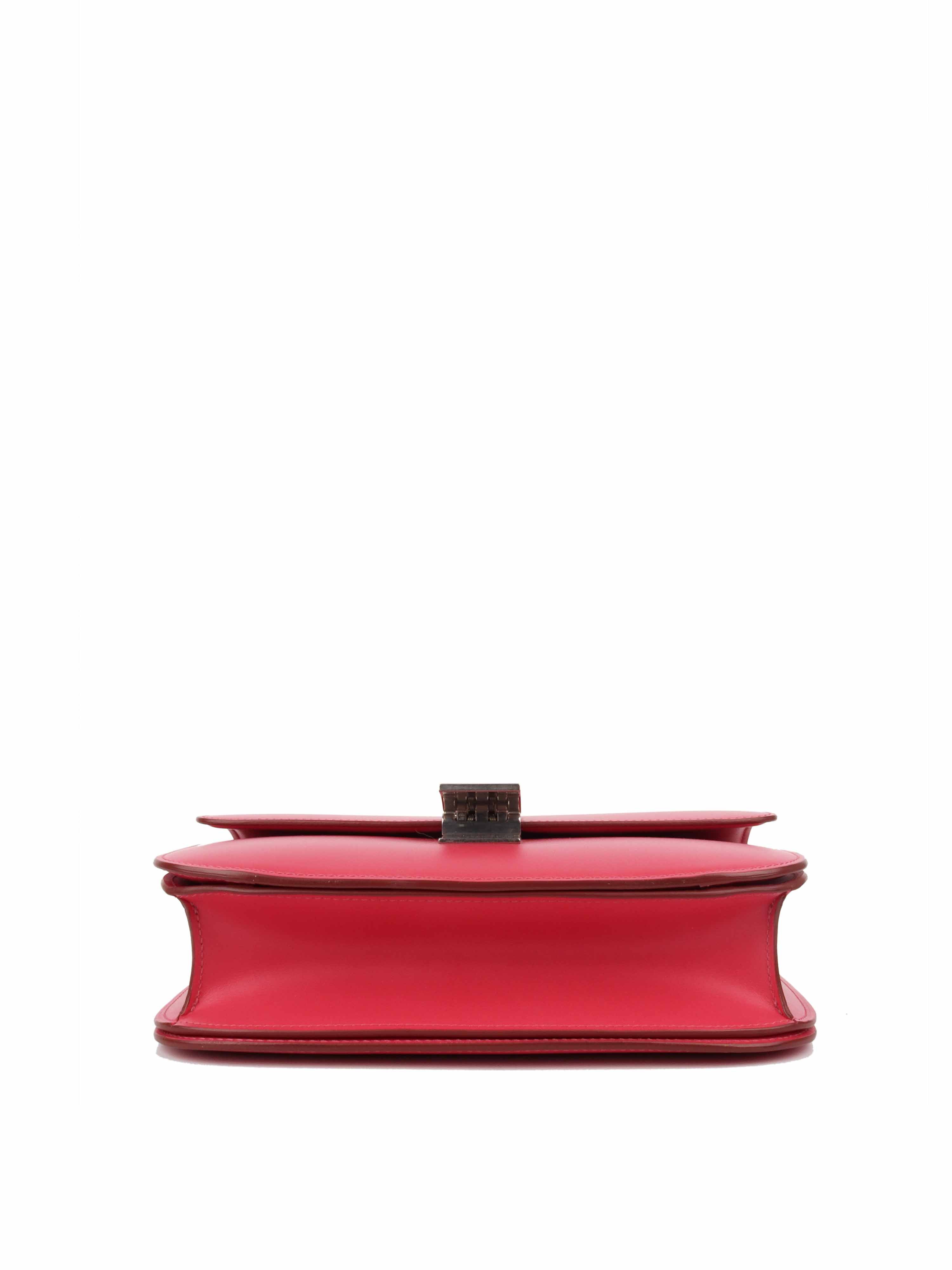 Celine Medium Classic Handbag in Box Calf Leather - Raspberry Pink Luxury Shoulder Bag for Women | Perfect for Work, Travel & Evening Events