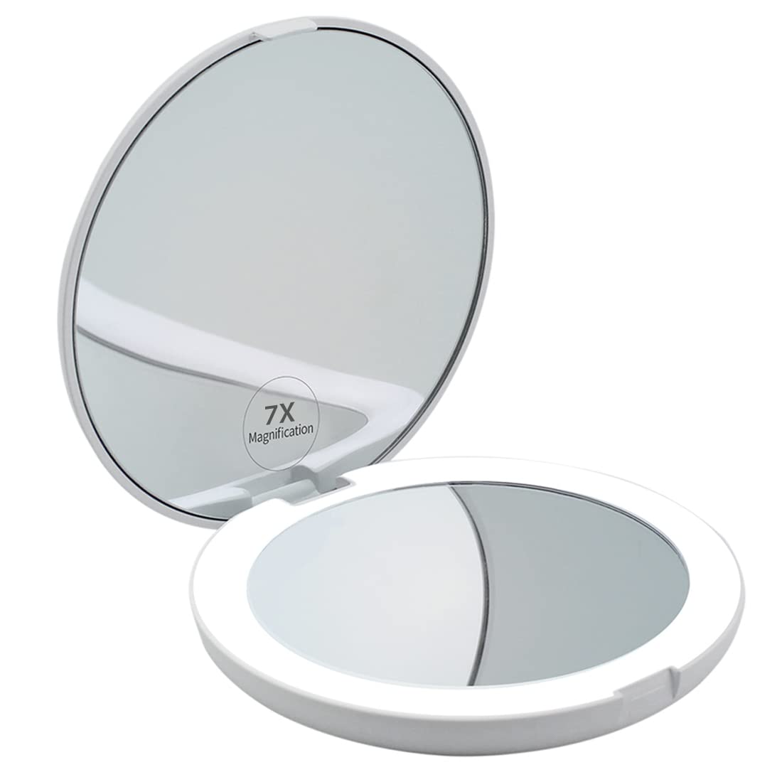 Compact Travel Mirror with Light - 7X Magnification, 5