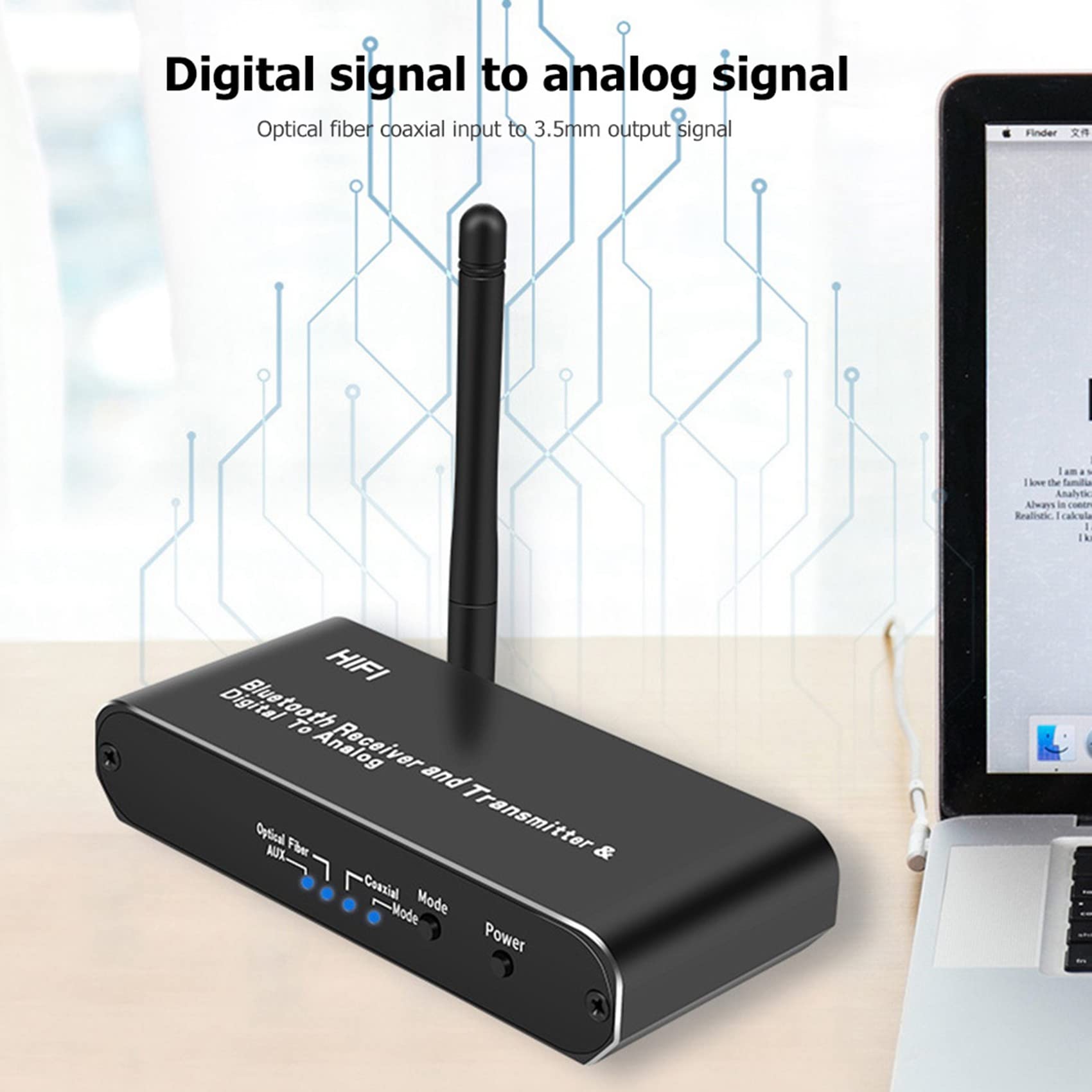 Gathukila Digital Audio Converter - Bluetooth 5.0 Receiver & Transmitter with Coaxial/Optical/AUX - Wireless Audio Adapter for Home Theater, Car Stereo, and Gaming Systems