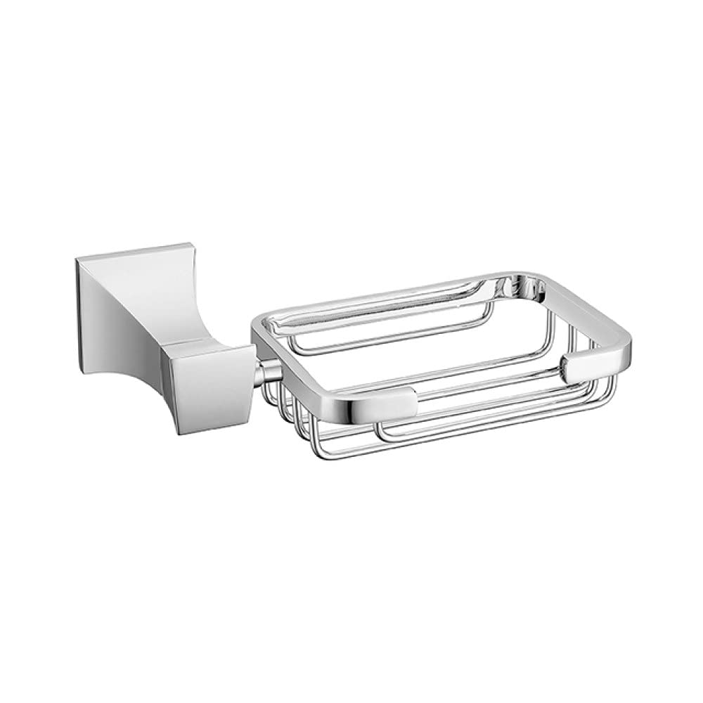 VVW&LIU Modern Chrome Square Bathroom Accessories Set - Stainless Steel Paper Holder, Robe Hook, Towel Bar & Glass Shelf (BA0024CP, 86) - Perfect for Contemporary Bathrooms, Powder Rooms & Spa-Style Decor