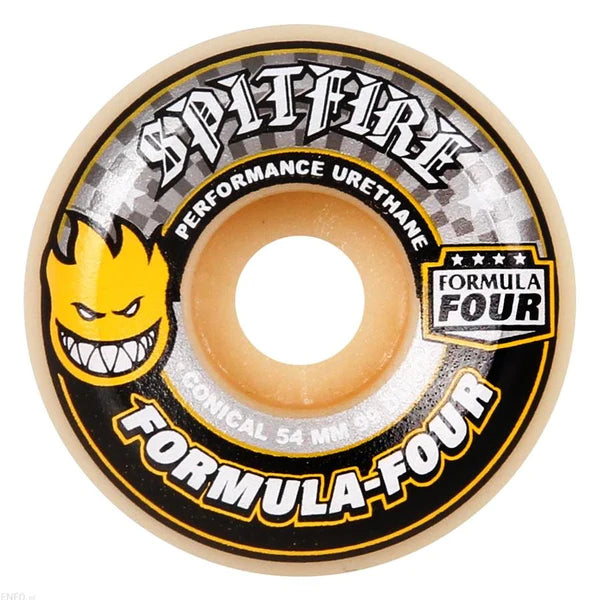 Spitfire Formula Four Conical Wheels 54mm 99D Skateboard Wheels - High-Performance for Street & Park Skating