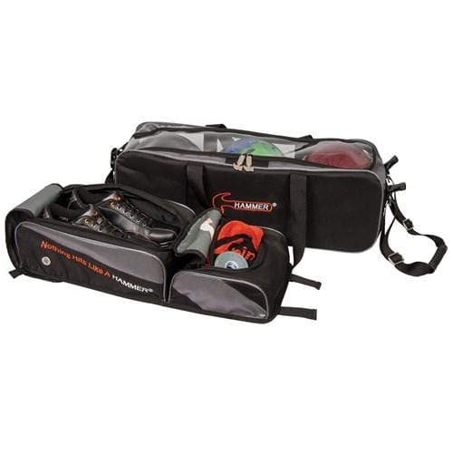 Hammer Triple Tote Plus Bowling Bag - Black/Carbon - Premium Bowling Accessory for League Play & Tournament Travel