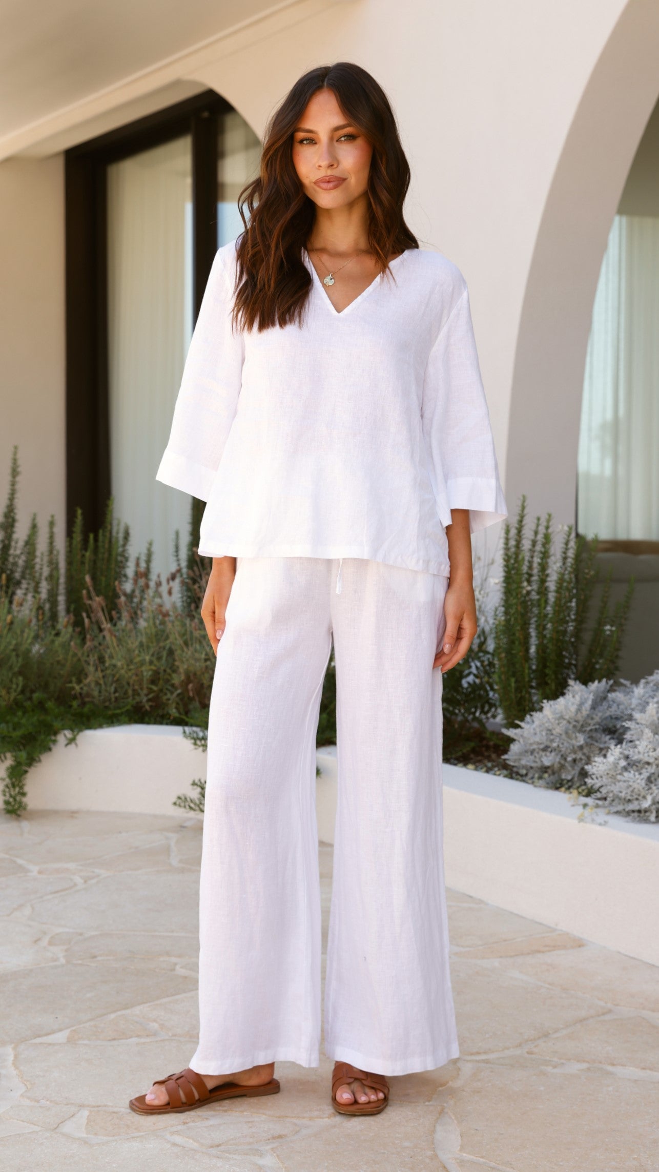 Andrea Women's White Blouse - Elegant Casual Top for Work, Office, and Everyday Wear