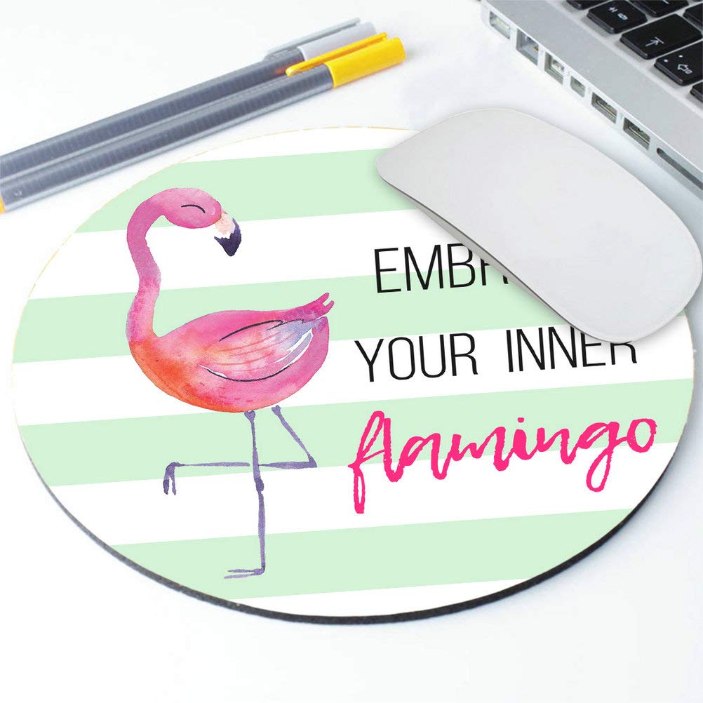 Flamingo Mouse Pad - Inspirational Round Desk Accessory - Perfect Birthday Gift for Office & Home Use - Cute Flamingo Design for Computer Lovers