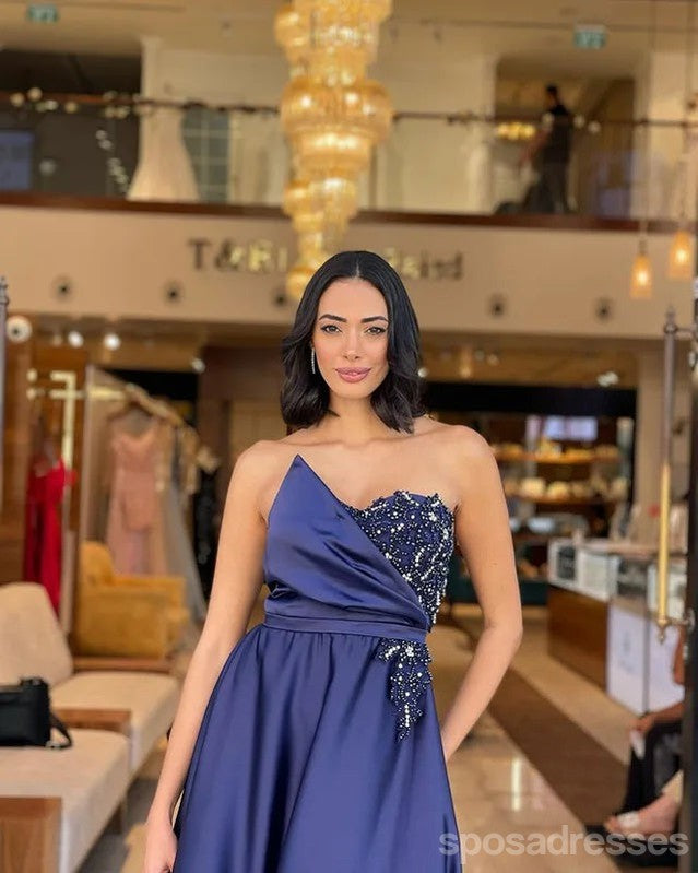 Elegant Blue A-Line Strapless Maxi Long Prom Dress for Women | Formal Evening Gown for Parties, Weddings & Special Occasions | Online Shopping for Prom & Homecoming Dresses