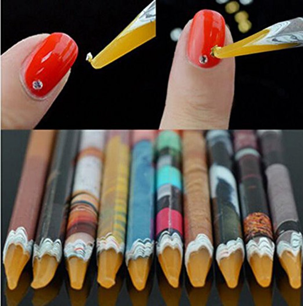 10Pcs Nail Art Dotting Tools Set - Resin Pencil Rhinestones Pick Up Wax Pen for Nail Design, Perfect for DIY Manicure, Salon & Home Nail Art Decoration