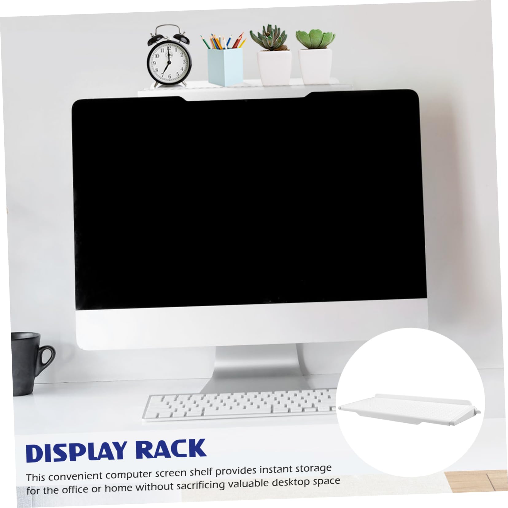 VILLFUL No Drill Computer Monitor Stand Shelf - Adjustable TV Shelf Mount for Home Office Desk, Space Saving Organizer for Screens, Laptops, Printers - Perfect for Workspace & Gaming Setup