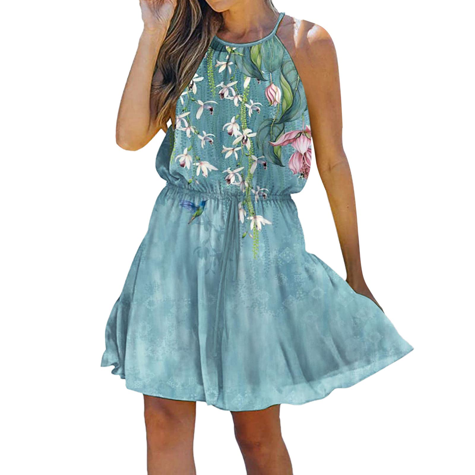 Women's Floral Print Sleeveless Tunic Dress - Summer Casual Sundress for Beach, Party & Everyday Wear | Elegant Swing Long Dress for Women