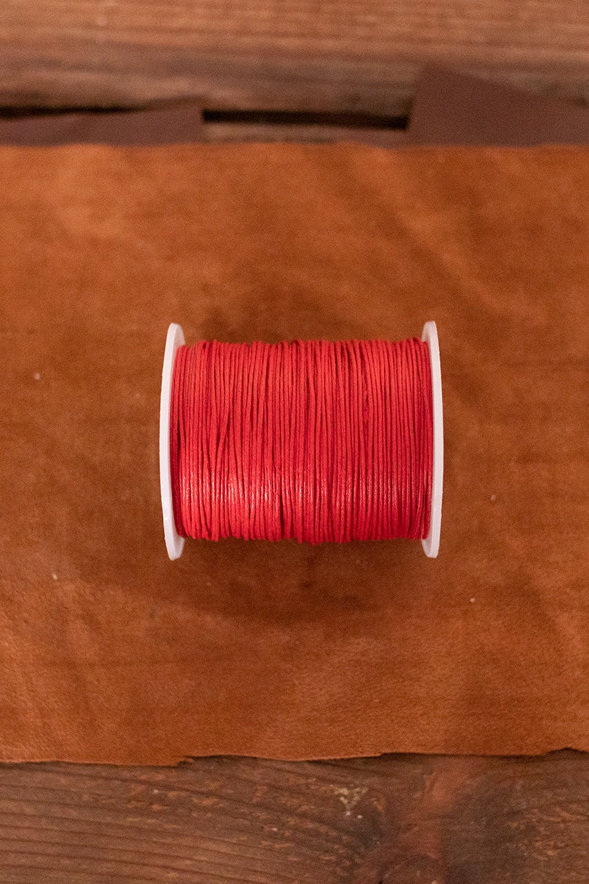 Premium Saddler Yarn (1.1mm-1.3mm) - Waxed Thread for Leather Craft, Upholstery & Horse Tack Repair - Strong Red Waxed Cord for DIY Leatherworking, Bookbinding & Shoemaking Projects