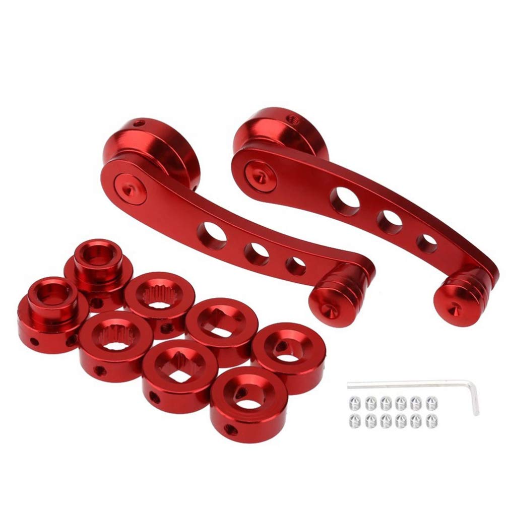 Veemoon Car Window Crank Handle Replacement Set - Universal Window Winder Riser with Mounting Hardware - Durable Red Auto Accessories for Jeep, Truck & SUV Interior Upgrades