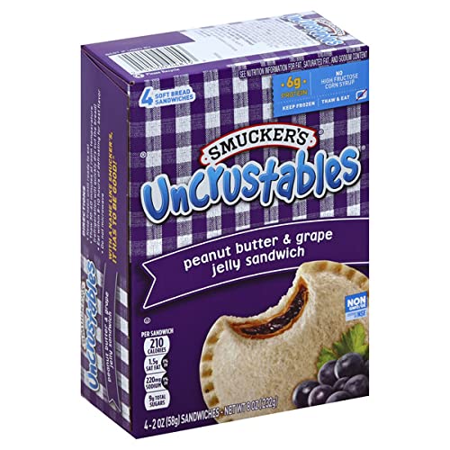 Smucker's Uncrustables Peanut Butter & Grape Jelly Sandwiches - 10 Pack | No High Fructose Corn Syrup, Non-GMO, 6g Protein per Sandwich | Perfect for School Lunches, Snacks & On-the-Go Meals