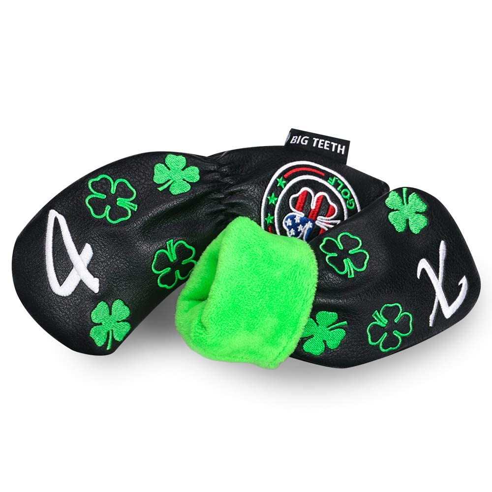 Big Teeth Golf Iron Head Covers Set - 11Pcs Lucky Clover Design Long Neck Protection for Taylormade SIM, Cleveland & More | Perfect for Golf Course Play & Club Storage