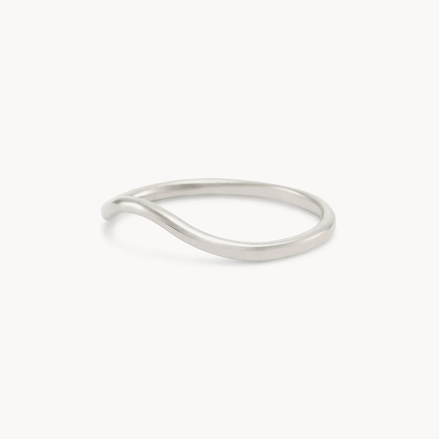 14K White Gold Plain Wave Band Ring - Elegant & Minimalist Jewelry for Women, Perfect for Everyday Wear, Weddings & Special Occasions