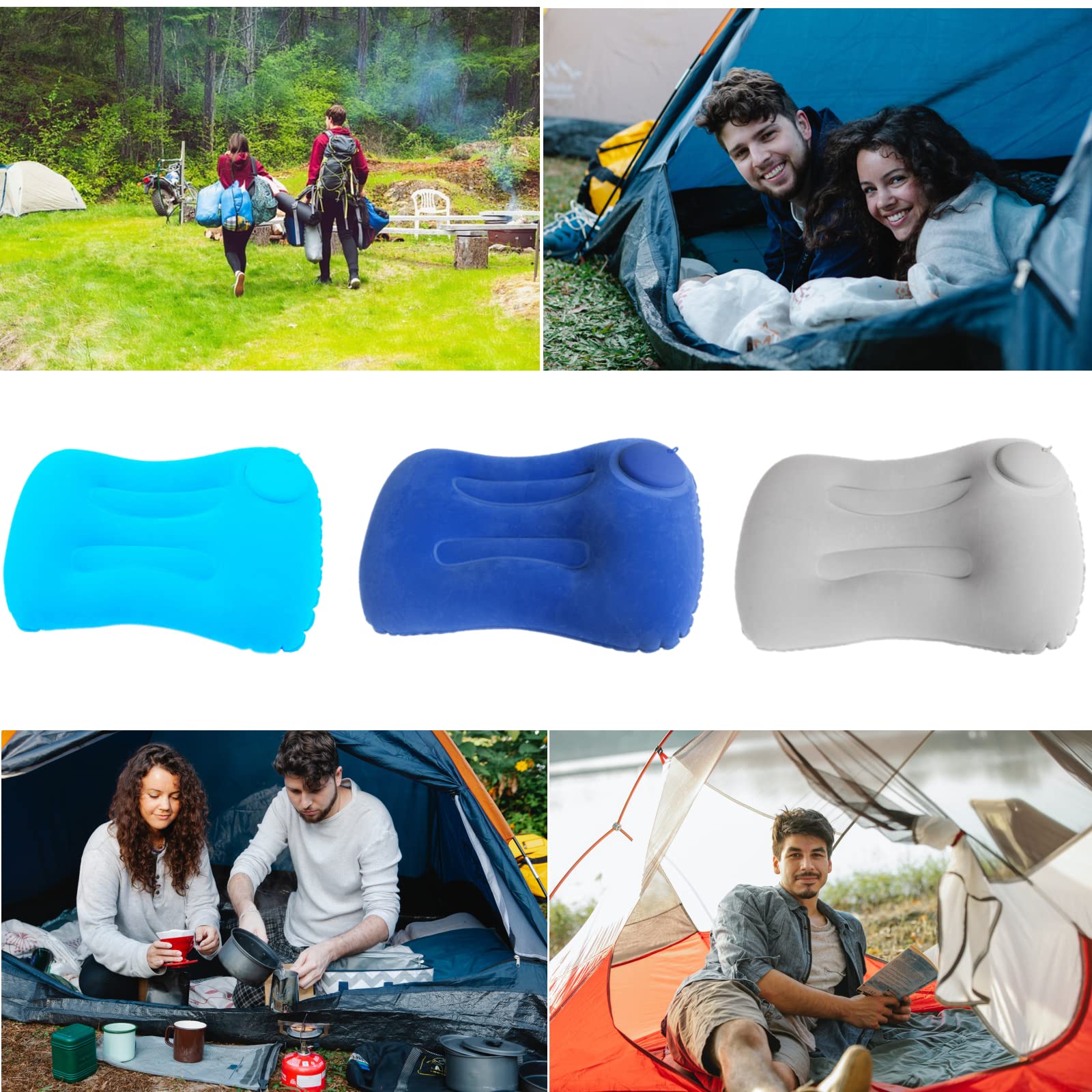 Ultra-Light Inflatable Camping Pillow - 2 Pack Portable Travel Pillow for Backpacking, Hiking & Outdoor Adventures - Comfortable Neck Support for Sleeping (Orange) - Perfect for Camping Trips, Air Travel & Emergency Kits