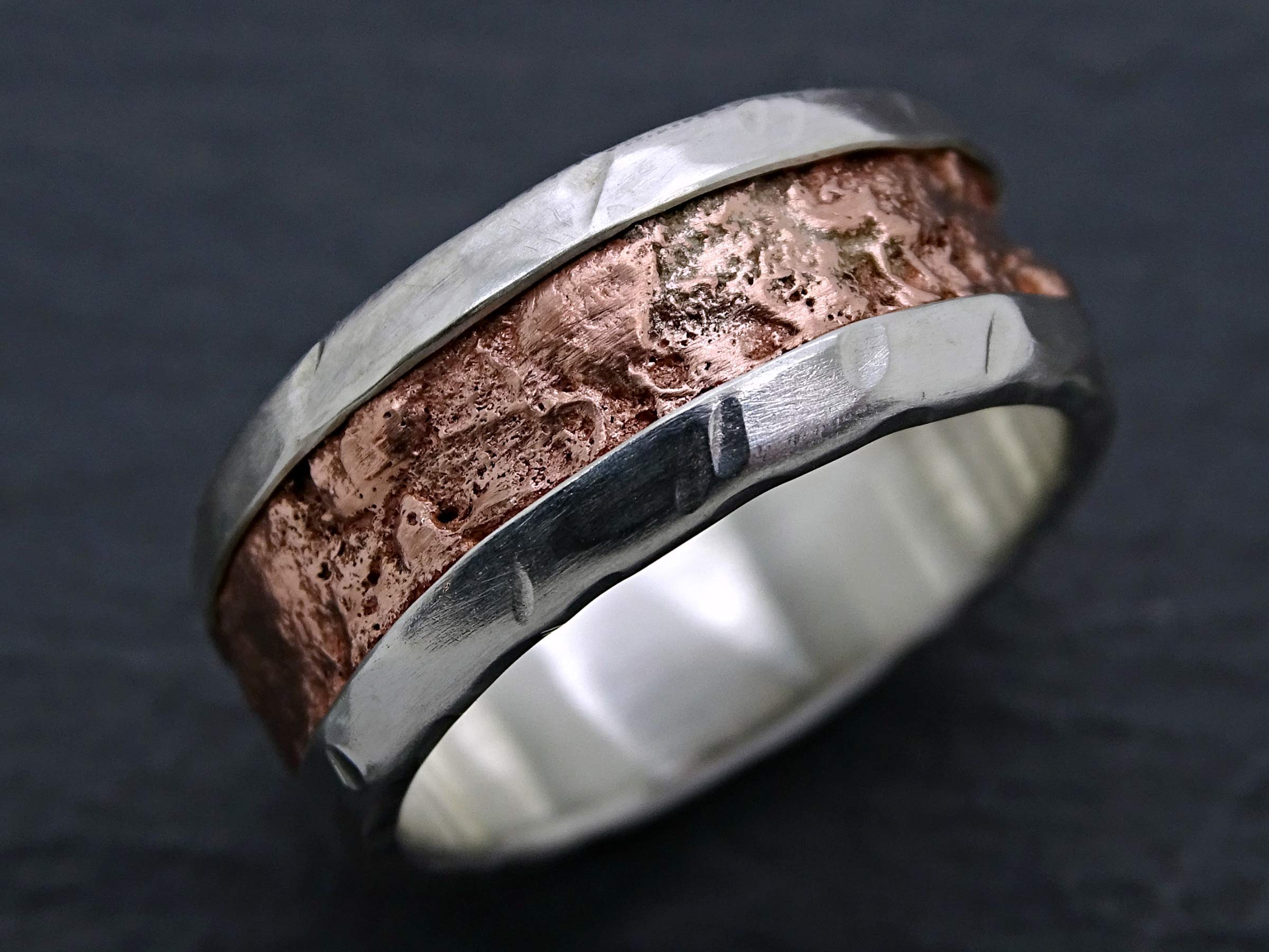 Unique Mixed Metal Ring for Men - Cool Copper & Silver Wedding Band, Rugged Engagement Ring, Anniversary Gift for Him, Perfect for Everyday Wear & Special Occasions