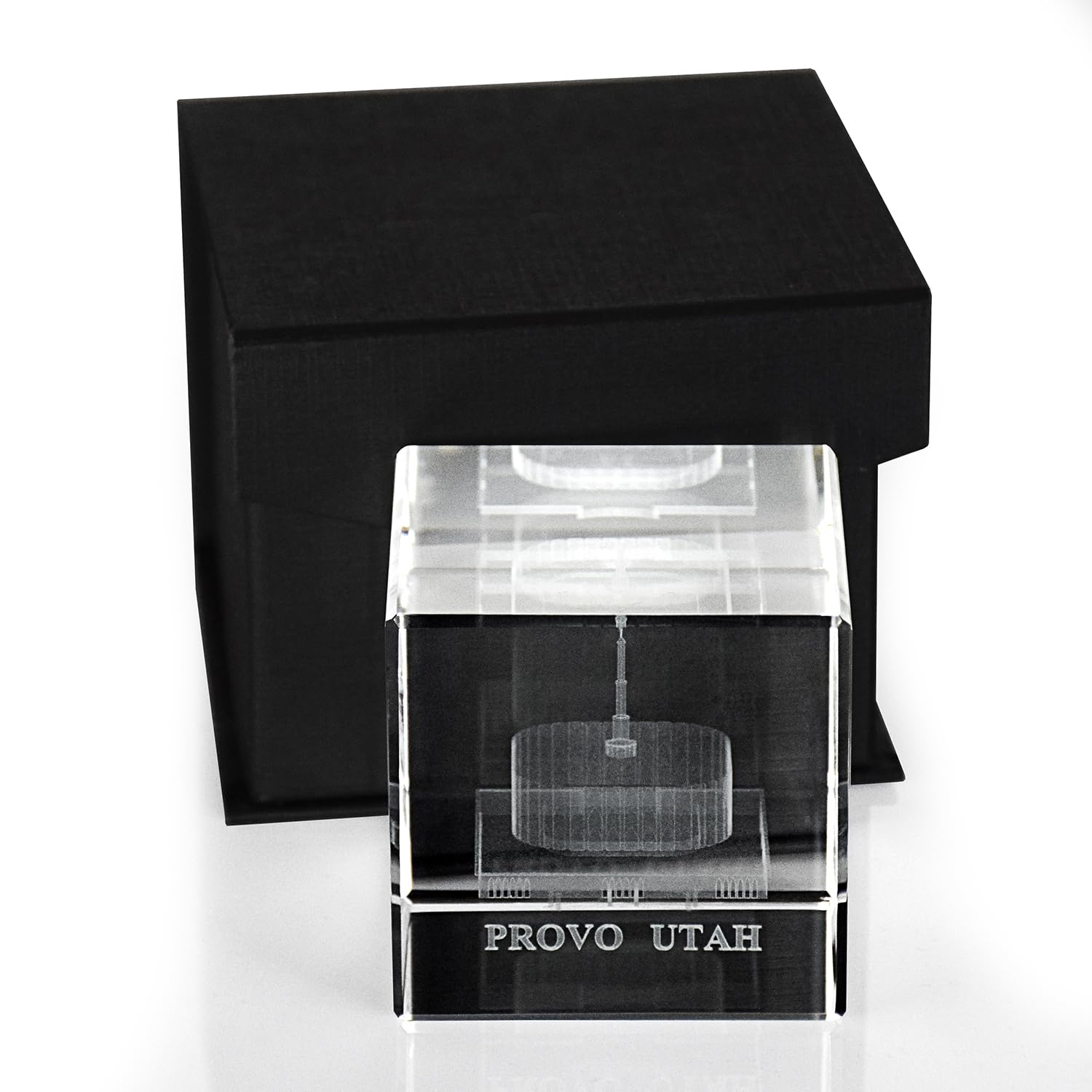Crystal Cube Desk Decor - LDS Temple Paperweight for Office & Home | Christian Gift