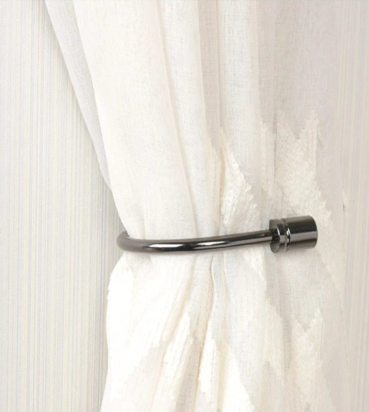 Hailey Aluminum Curtain Holdbacks - 2 Pack Set for Drapes & Sheers - Elegant Window Decor for Living Room, Bedroom & Office
