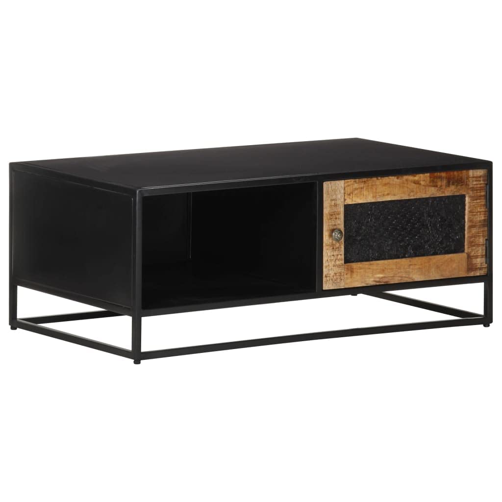 Rustic Square Coffee Table with Storage - Solid Mango Wood Living Room Center Table, Bedroom Side Table for Study & Lounge - Handcrafted Wooden Coffee Table for Home Decor