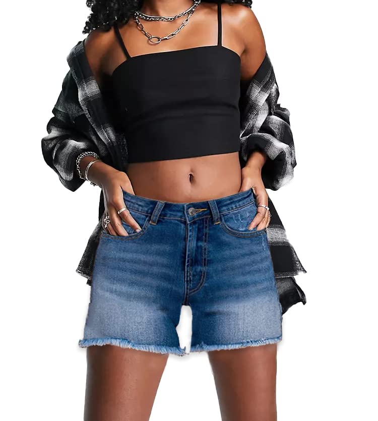 Women's High Waisted Ripped Denim Shorts - Distressed Raw Hem Frayed Jean Shorts for Juniors | Perfect for Summer Outfits, Beach Vacations & Casual Wear