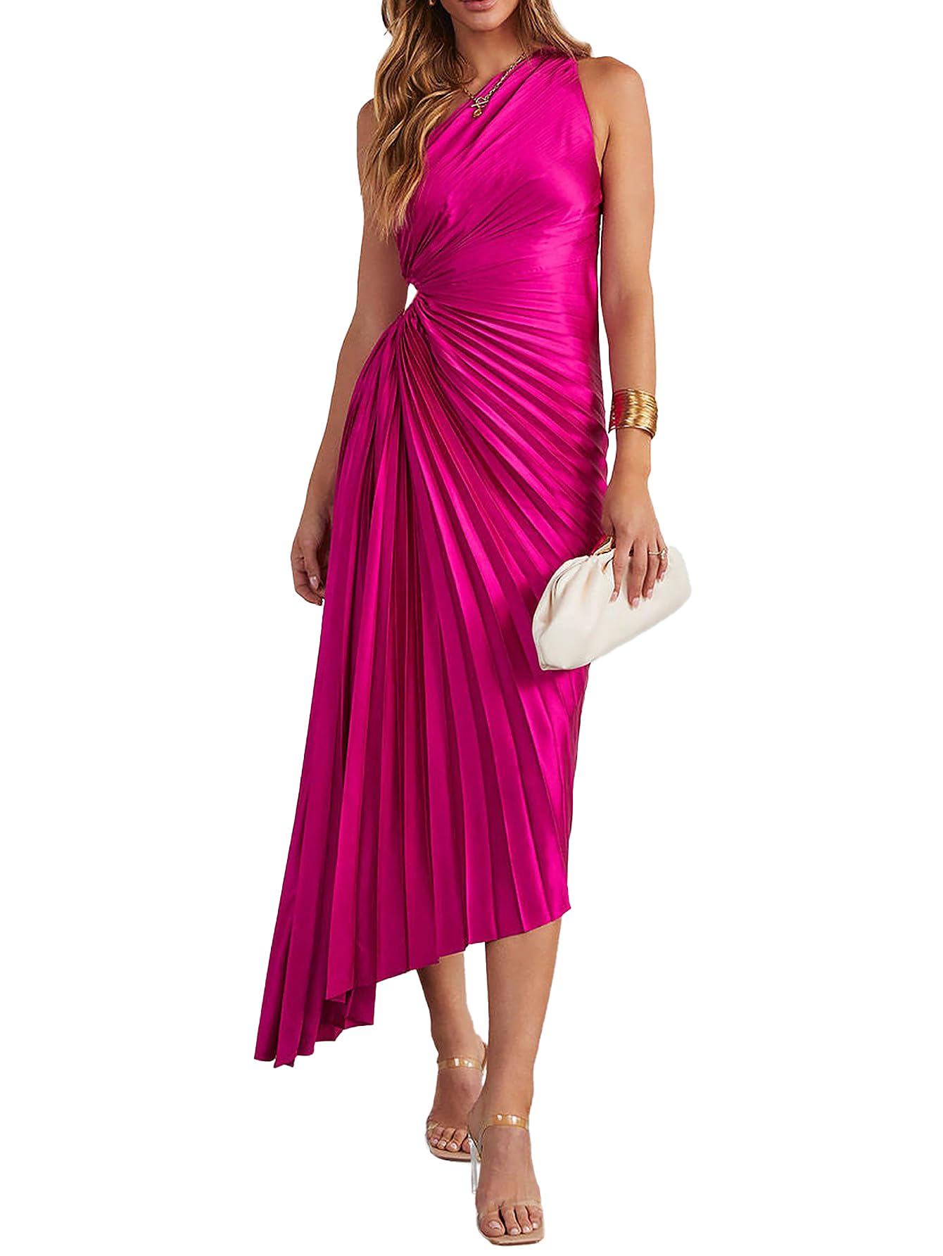 Sexy One Shoulder Irregular Split Maxi Dress for Women - Elegant Cocktail Party & Evening Gown for Night Out, Date Night, Club Wear, and Special Occasions