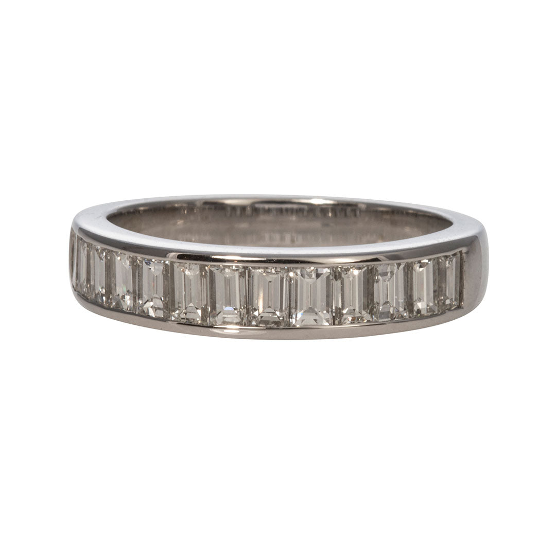0.82ctw Baguette Diamond Channel Set 14K White Gold Half Eternity Band Ring for Women - Perfect for Wedding, Anniversary & Special Occasion Gifts