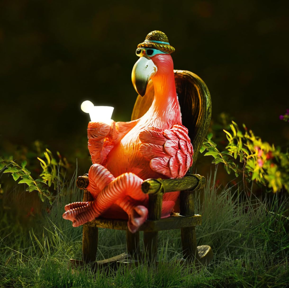 Goodeco Solar Flamingo Statue Outdoor - 8.1 Inch Pink Garden Decor, Eco-Friendly Solar Powered Flamingo Sculpture, Perfect Relaxing Fairy Garden Gift for Birthday, Mom, or Home Decoration