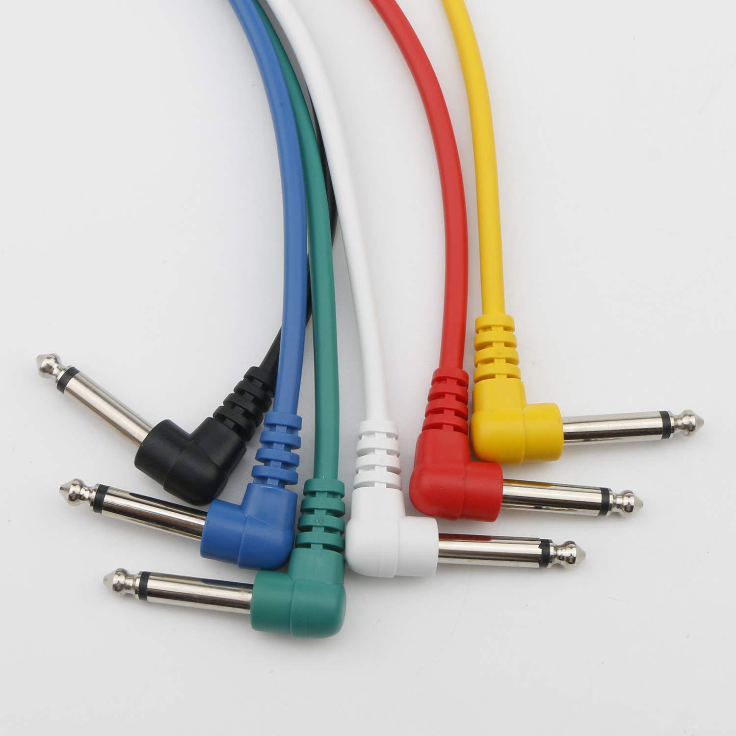 JIUWU 6.35mm Anti-Noise Guitar Patch Cables - 6 Pack Short Instrument Cables for Guitar Pedals, Effects, Amps & Audio Equipment - Perfect for Live Performances, Studio Recording & Home Practice