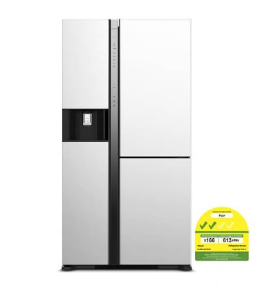 Hitachi R-MX700PMS0 MGW 569L Side by Side Refrigerator with BD-D100GV 10/7KG Front Load Washer Dryer Combo - AI Wash Inverter Technology | Perfect for Large Family Homes & Modern Kitchens