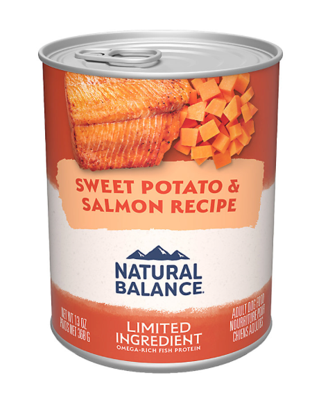 Natural Balance L.I.D. Limited Ingredient Diet Salmon & Sweet Potato Grain-Free Canned Dog Food - 13oz (369g) for Sensitive Stomach & Allergies - Perfect for Adult Dogs with Digestive Issues