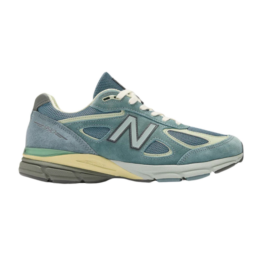New Balance 990v4 Made in USA Running Shoes - Auralee Blue, White & Cream Colorway | Premium Comfort for Jogging, Gym Workouts & Casual Wear