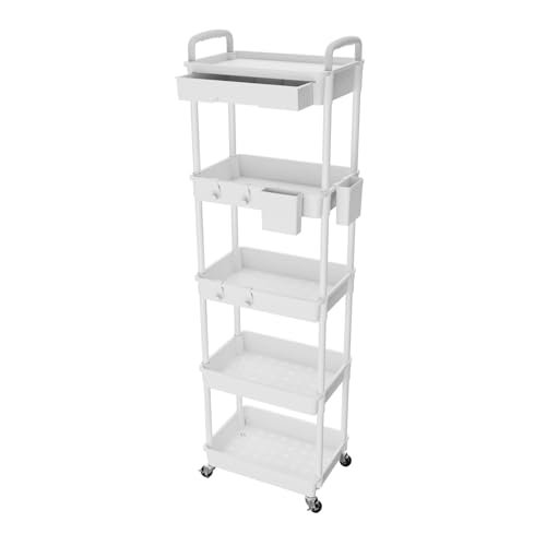 White 5 Tier With Drawer