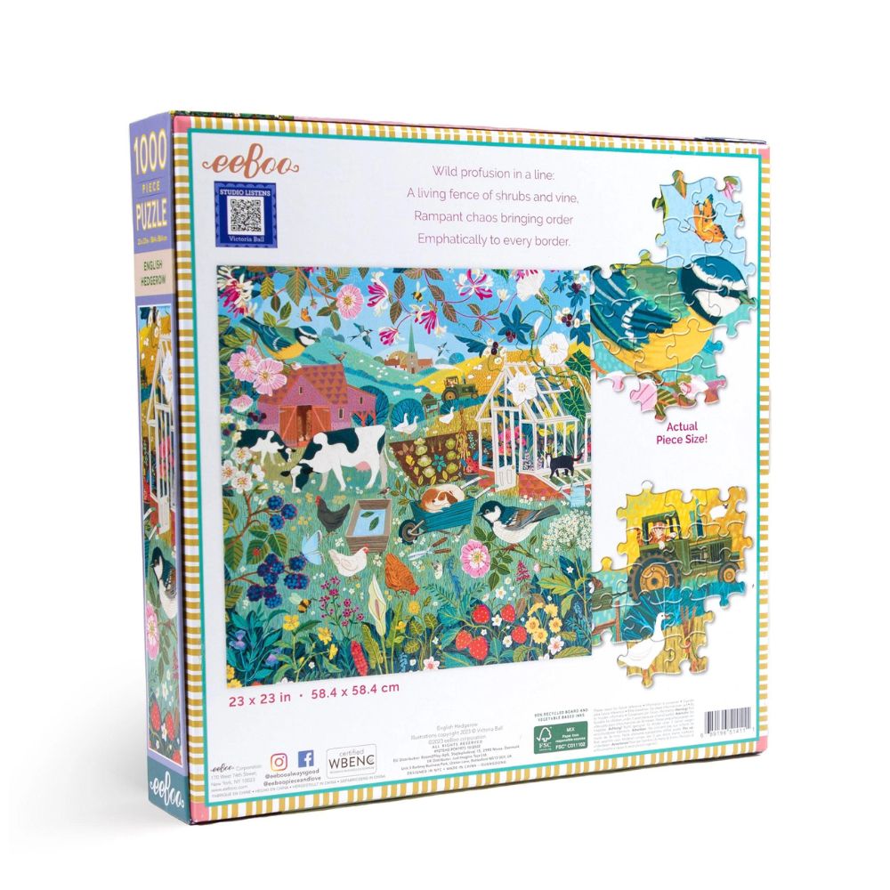eeBoo 1000 Piece Jigsaw Puzzle - English Hedgerow Landscape - Challenging Adult Puzzle for Home Decor & Relaxation - Perfect for Family Game Nights & Stress Relief